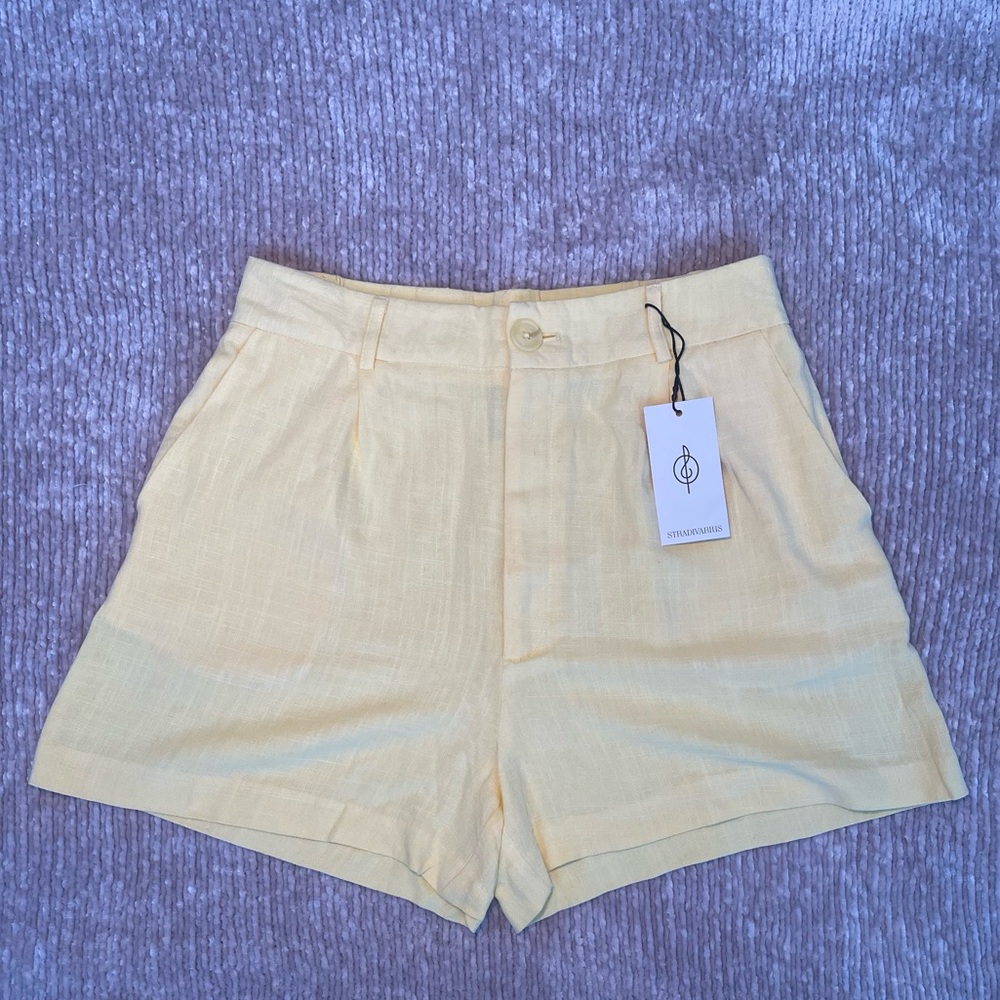 Yellow Stradivarius Linen Look Shorts